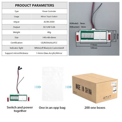 60W commutateur inducteur LED débrouilleur de lumière avec affichage de la température du temps Capteur tactile Dimmer sans pas