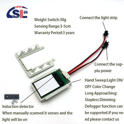 DC12V 5A 60W Lumière LED intelligente pour miroir à mercure de 1 à 6 mm Commutateur d'obscurcissement manuel