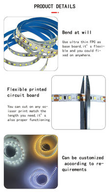 DC24V 12V SMD2835 PCB électroplate 120Ds 8mm Ra 80 12000K LED Light Strip pour résidentiel