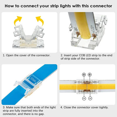 Mesure illimitée de la densité de LED COB Connecteurs LED à bande à fil pour une connexion de 5 8 10 mm