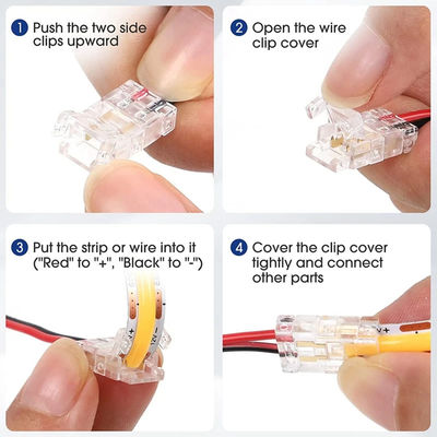 Hôtel COB Mini LED Light Strip Connecteurs de fil 2 3 connexion de broche sans soudure CCT 5 8 10mm LED Strip à connecteur de fil Strip