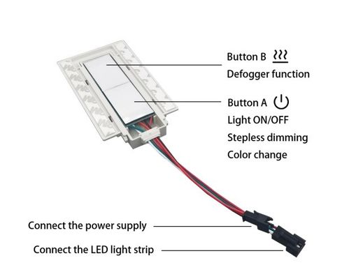 Détecteur de brouillard à double clé Capteur de commutateur tactile pour miroir de salle de bain éclairé 12v 5A 60W Trois couleurs LED Smart