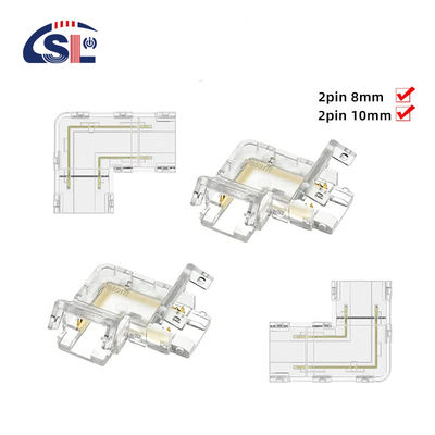 Connecteur à bande LED de 5 mm 8 mm 10 mm en forme de L à double extrémité à extrémité unique transparente réutilisable IP20