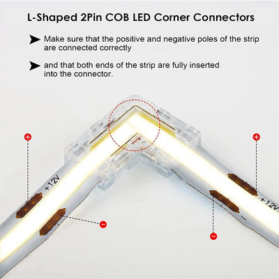 Connecteur à bande LED de 5 mm 8 mm 10 mm en forme de L à double extrémité à extrémité unique transparente réutilisable IP20