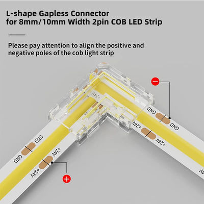 Connecteur à bande LED de 5 mm 8 mm 10 mm en forme de L à double extrémité à extrémité unique transparente réutilisable IP20
