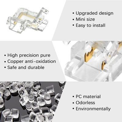 Connecteur à bande LED de 5 mm 8 mm 10 mm en forme de L à double extrémité à extrémité unique transparente réutilisable IP20