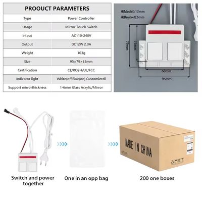 Capteur d'obscurcissement à double toucher à LED intelligent de 24 W avec alimentation intégrée pour le contrôle et le débrouillement en une ou trois couleurs