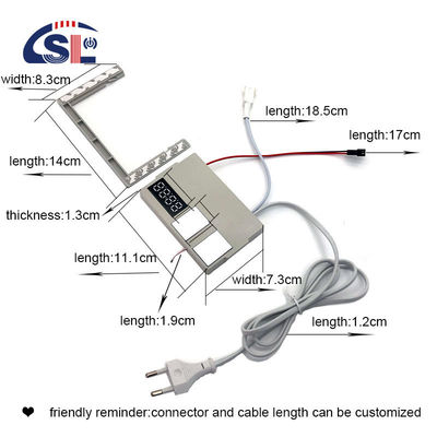 Commutateur de lumière LED tactile à miroir intelligent mini de 60 W avec affichage de temps et de température DC12V