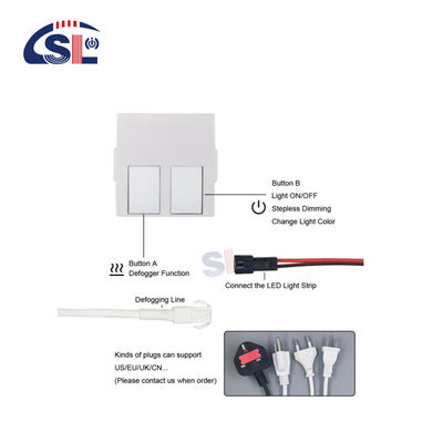 110V 240VAC Doubles touches Éclairage LED salle de bains Unique/Trois couleurs On/Off Dimmer Sensor Touch Commutateur