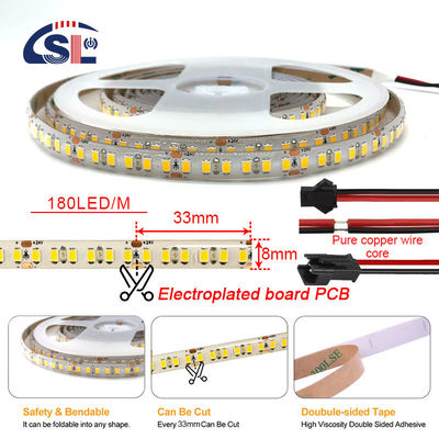 Longue durée de vie Lumière à bande LED imperméable à l'eau avec une largeur de 8 mm et une température de couleur de 12000K