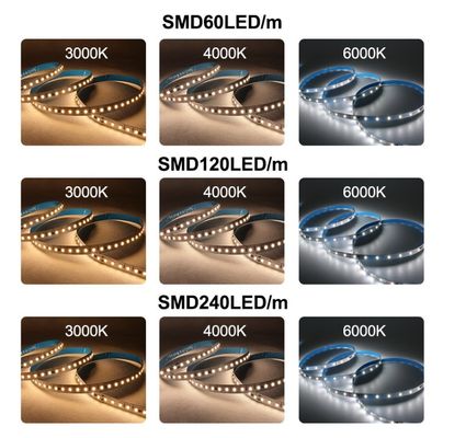 Longue durée de vie Lumière à bande LED imperméable à l'eau avec une largeur de 8 mm et une température de couleur de 12000K