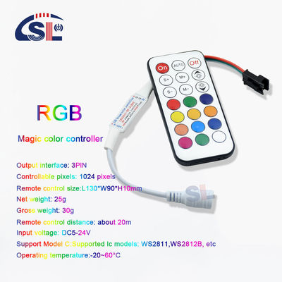 Commande à distance RF mini à 20 à 60 degrés pour WS2811/WS2812B/WS2813/USC1903