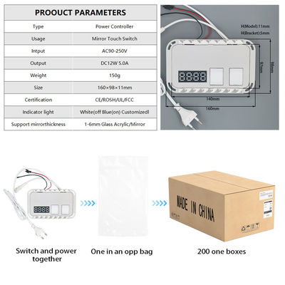 1-6mm Dimension de détection Capteur tactile Commutateur pour miroirs intelligents DC12V Sortie SL Muti-fonction