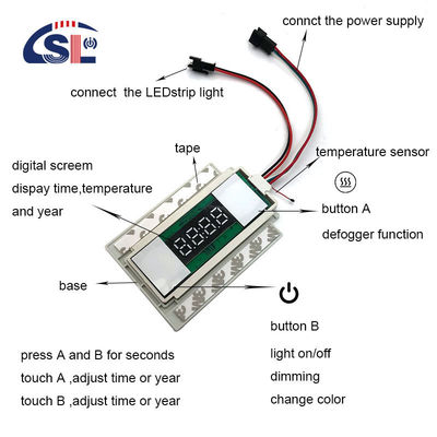 DC12V 12W Muti-fonction Split Deux boutons Affichage intermédiaire Sensor tactile pour les miroirs