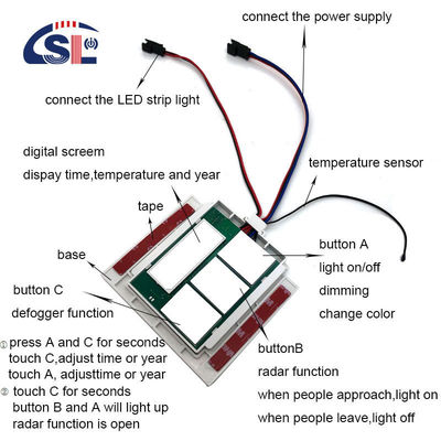 Convient DC12V SL Multi-fonction Split Trois boutons Affichage Temps Capteur tactile Commutateur
