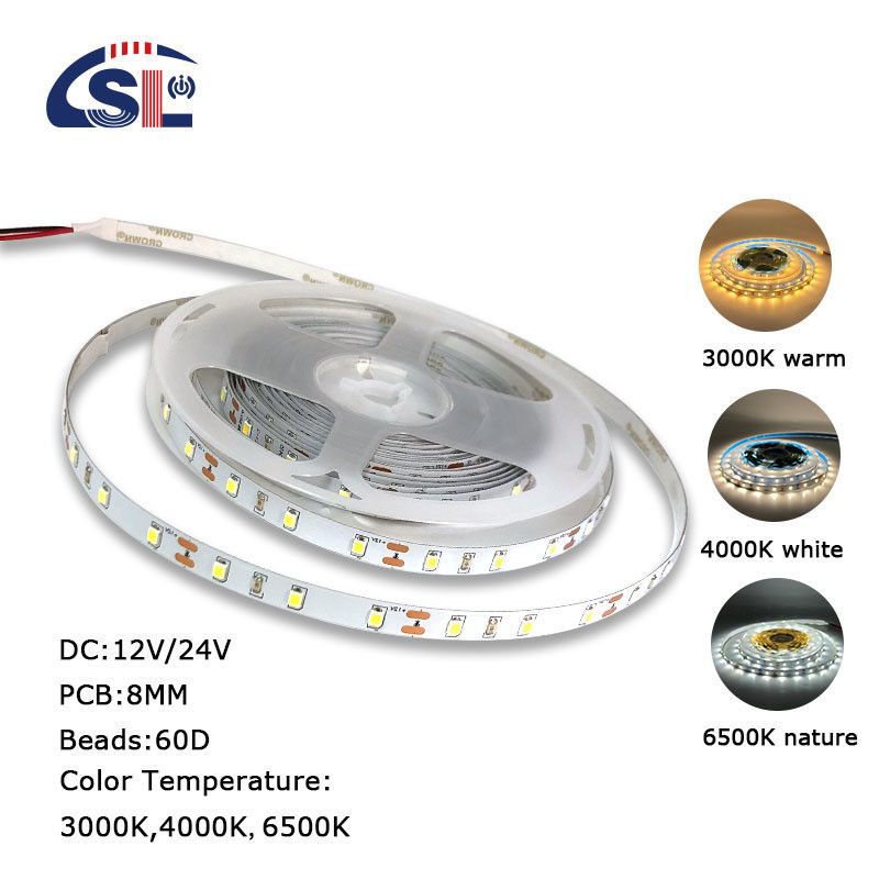 3- DC12V24V 60leds 8mm10mm 3000k 4000k 6500k Electroplate SMD2835 Led Strip Light pour la décoration intérieure