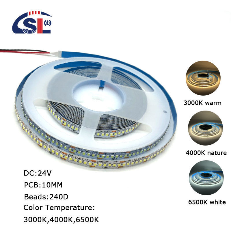 12v24v 240leds 10mm 3000K 4000K 6500K carte de découpe sous pression double couleur SMD2835 LED Strip Light