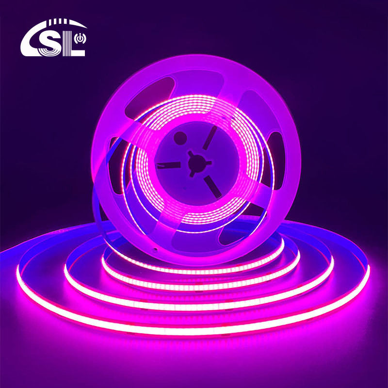 Lumière à bande LED à haute luminosité COB CE RoHs IP20 Ra90 8 mm Largeur 12V 24V 320Leds Rose