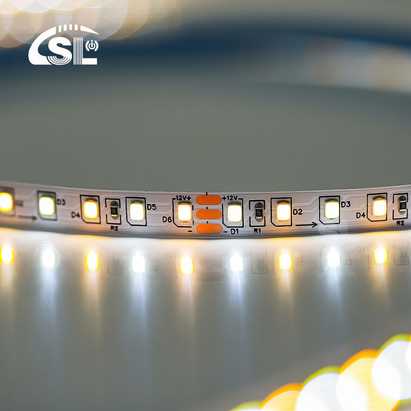 Lumière à haute luminosité 12v24v 8mm 120leds 3000K-6500K CCT Plaque de découpe par gravure à double couleur SMD2835 LED Strip Light