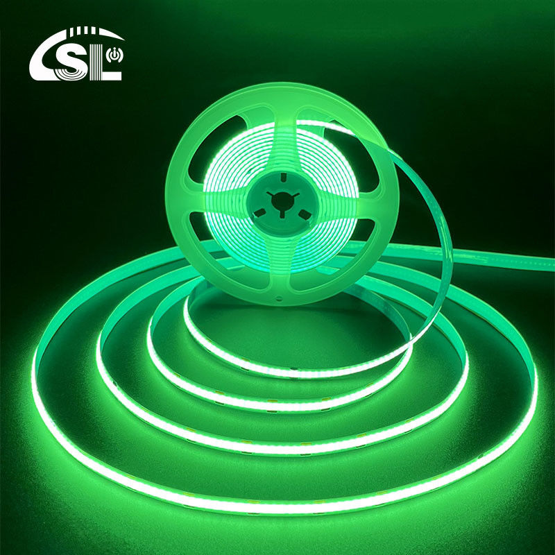 Éclairage à bande verte flexible étanche haute densité COB LED CE RoHs IP20 Ra90 8 mm Largeur 12V24V 320Leds