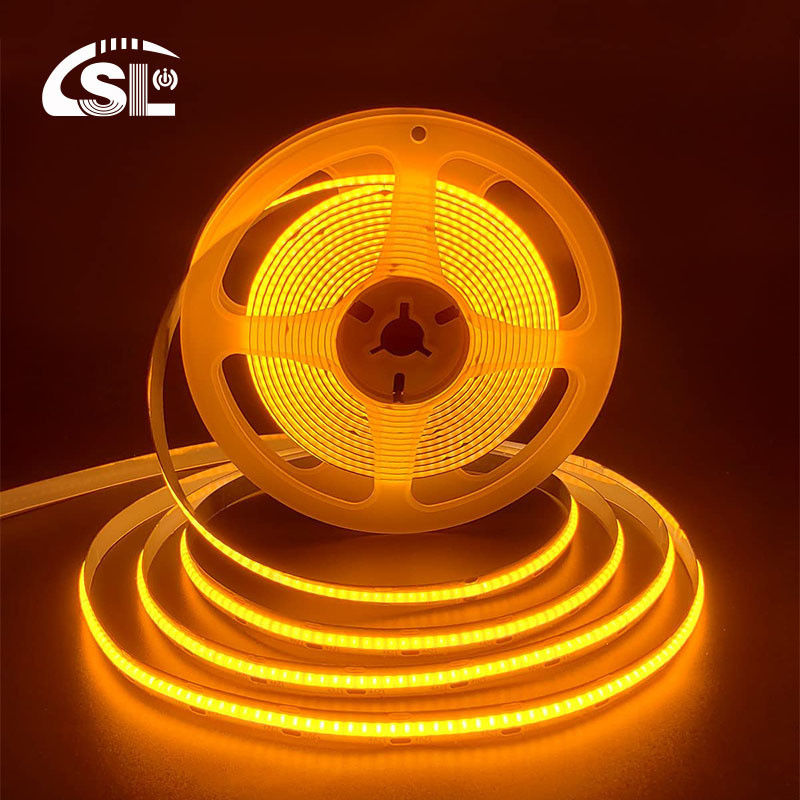 IP20 12V 24V Flexible COB Led Strip Light 8mm 320Leds Orange étanche à l'eau