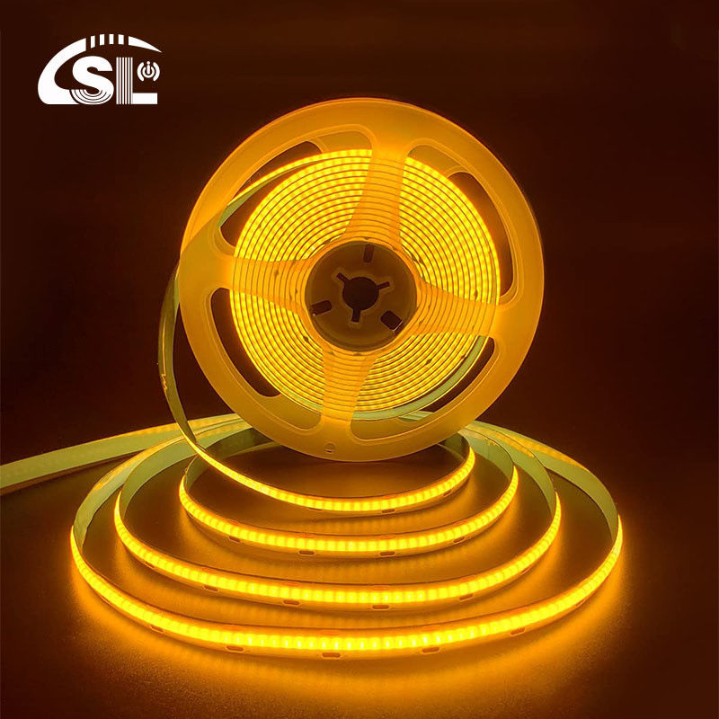 Hôtel House COB LED Strip Light CE RoHs IP20 Ra90 8 mm Largeur 12V 24V Jaune doré
