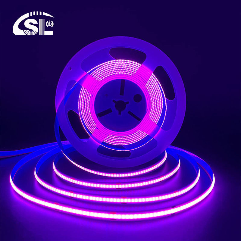 3000K Ra90 Haute densité COB LED à bande LED flexible 12V24V 320leds 8mm largeur violette
