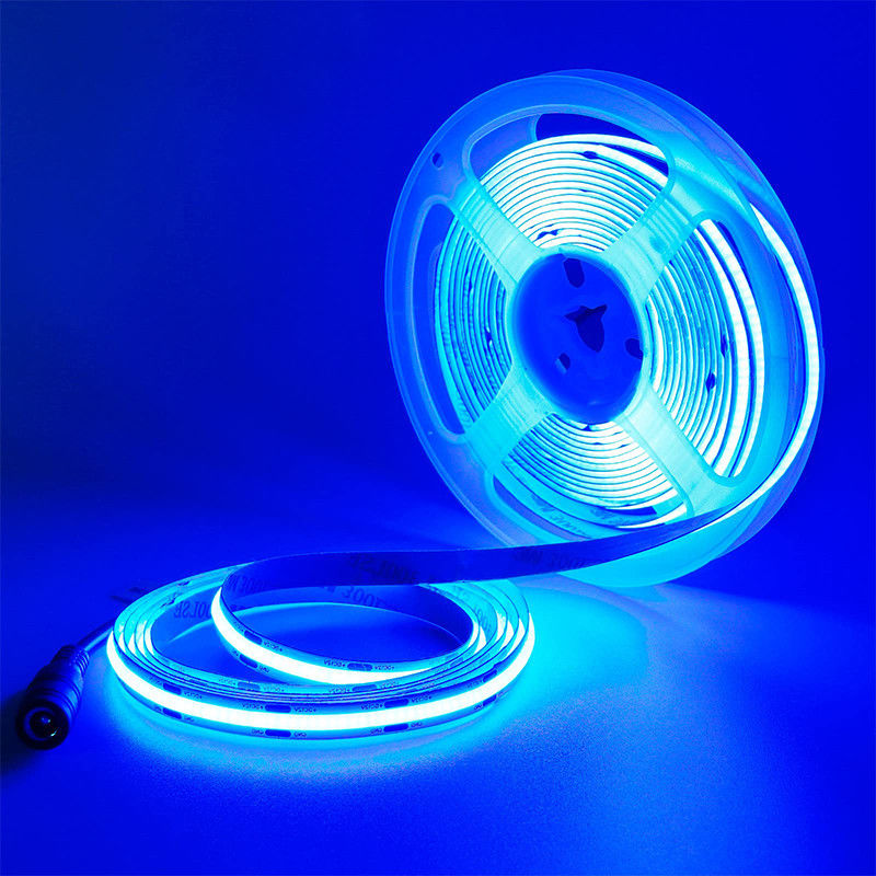 Éclairage Haute luminosité DC12V24V 480leds 8mm bleu glacé COB LED Strip Light avec 3-
