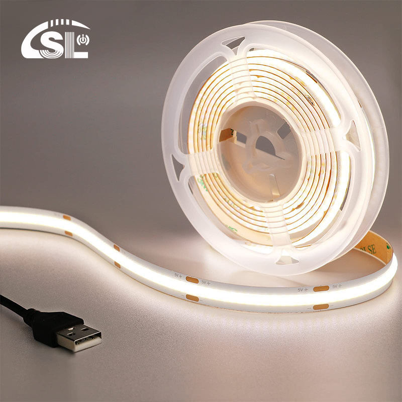 Hôtel 5V 8mm 320leds 4000K Naturel 1cm une coupe IP65 étanche à l'eau électroplate flexible COB LED Strip Light