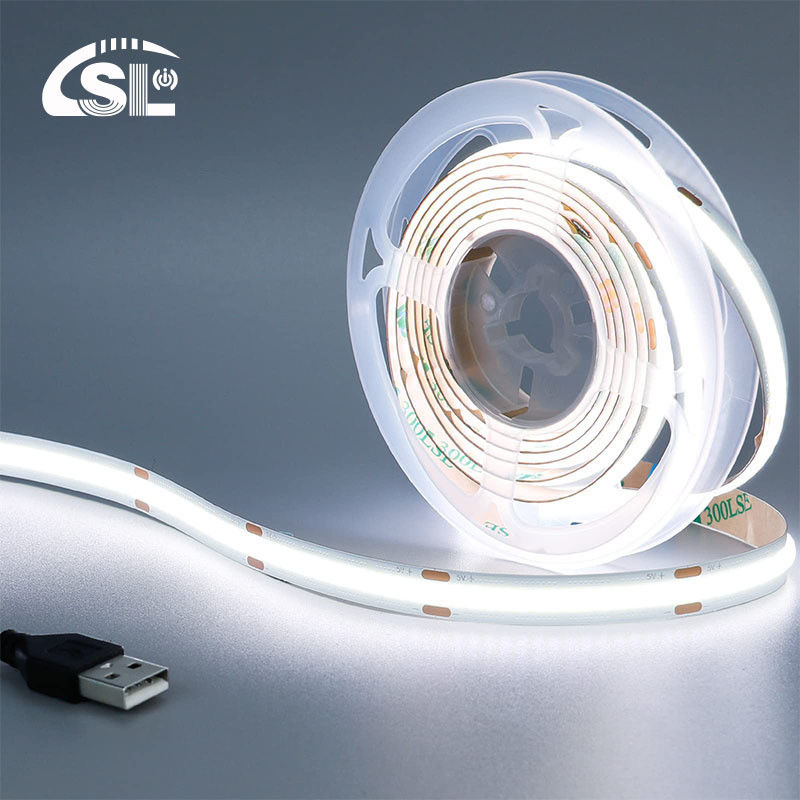5v 320leds 8mm 6500K COB blanc LED Strip Light pour l'éclairage de la vie par commande de commutateur