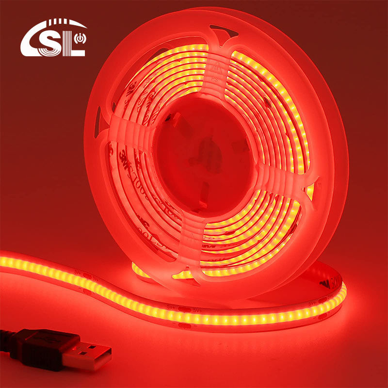 12V Dimmable rouge COB LED Strip Light pour la décoration intérieure et extérieure 8mm 320 LED