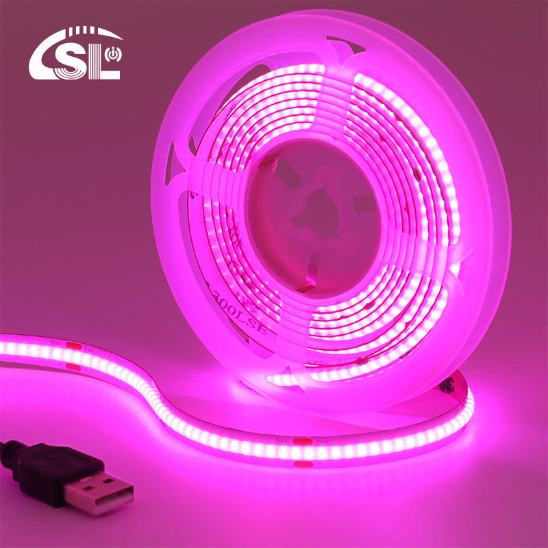 Mode de commande Wifi 12v24v 8mm 320leds violet haute luminosité COB LED Strip Light 0,06kg