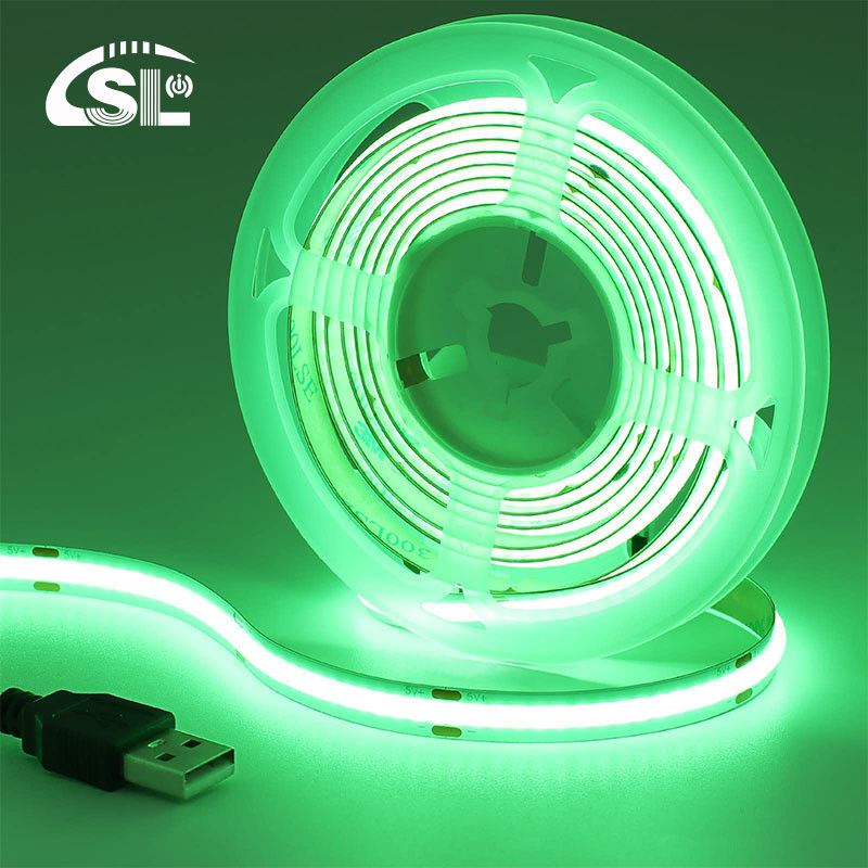 Green COB LED Strip Light 8mm 320leds 12v24v pour une longue durée de vie extérieure et intérieure