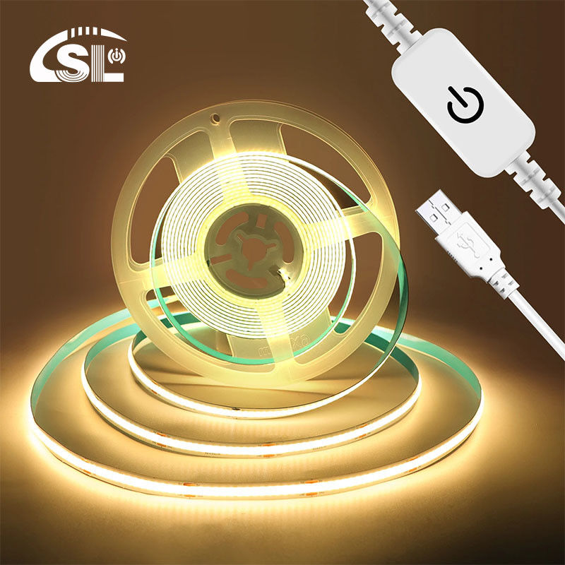 Matériau de cuivre d'entrée 5V DC COB 320LEDs IP20 Ra 90 LED Light Strip pour l'éclairage domestique