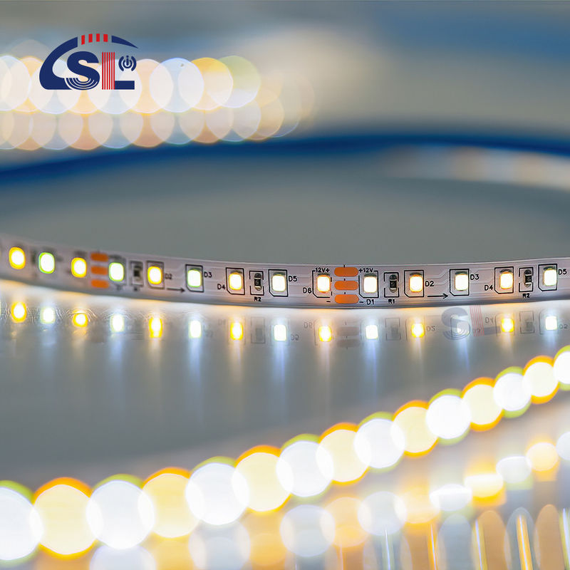 Décoration intérieure Haute luminosité 12v24v 10mm 120leds 3000K-6500K CCT Flexible à double couleur COB Led Strip Light