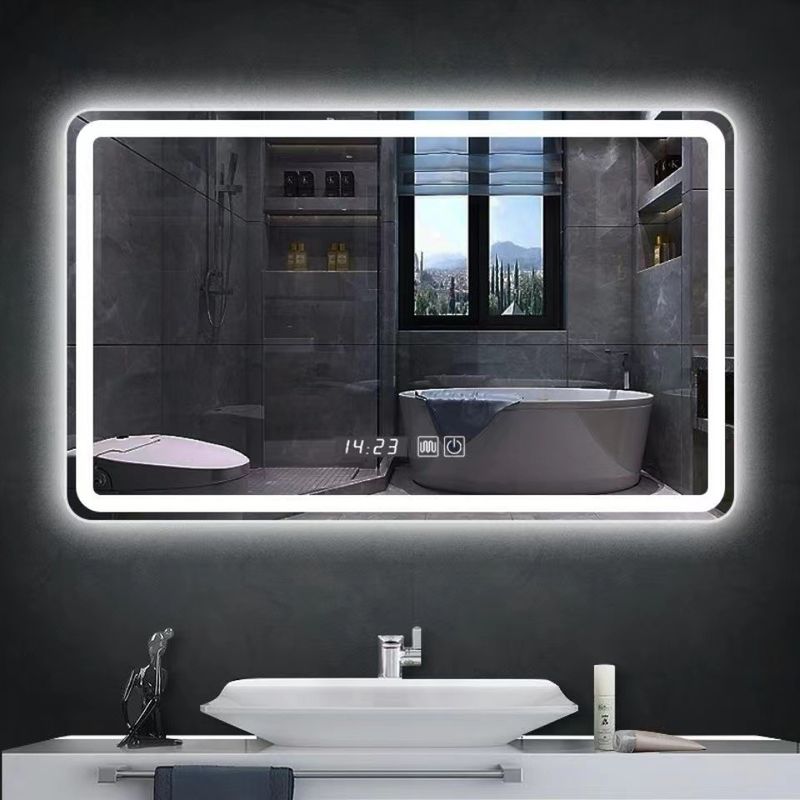 Miroir de salle de bains LED à mur carré avec lumières 3000-6000K antibrouillard