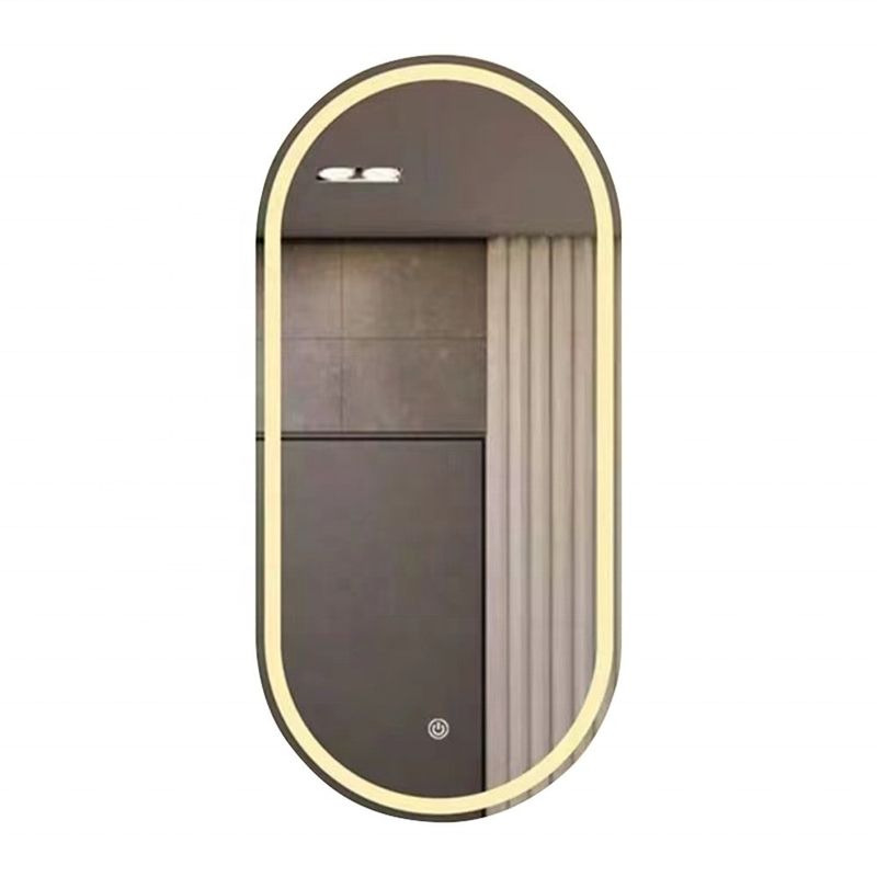 Smart LED salle de bain miroir de vanité avec toilette de bain ovale et lumières lumineuses en argent