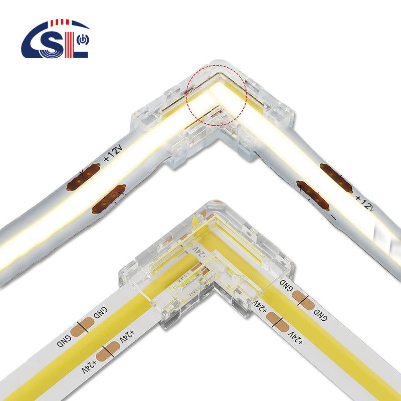 Connecteur à bande LED de 5 mm 8 mm 10 mm en forme de L à double extrémité à extrémité unique transparente réutilisable IP20