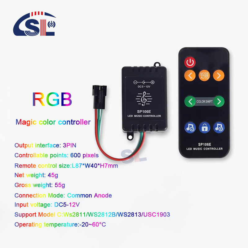 Contrôleur de musique à bande LED avec une distance de télécommande de 10 m et un circuit symphonique