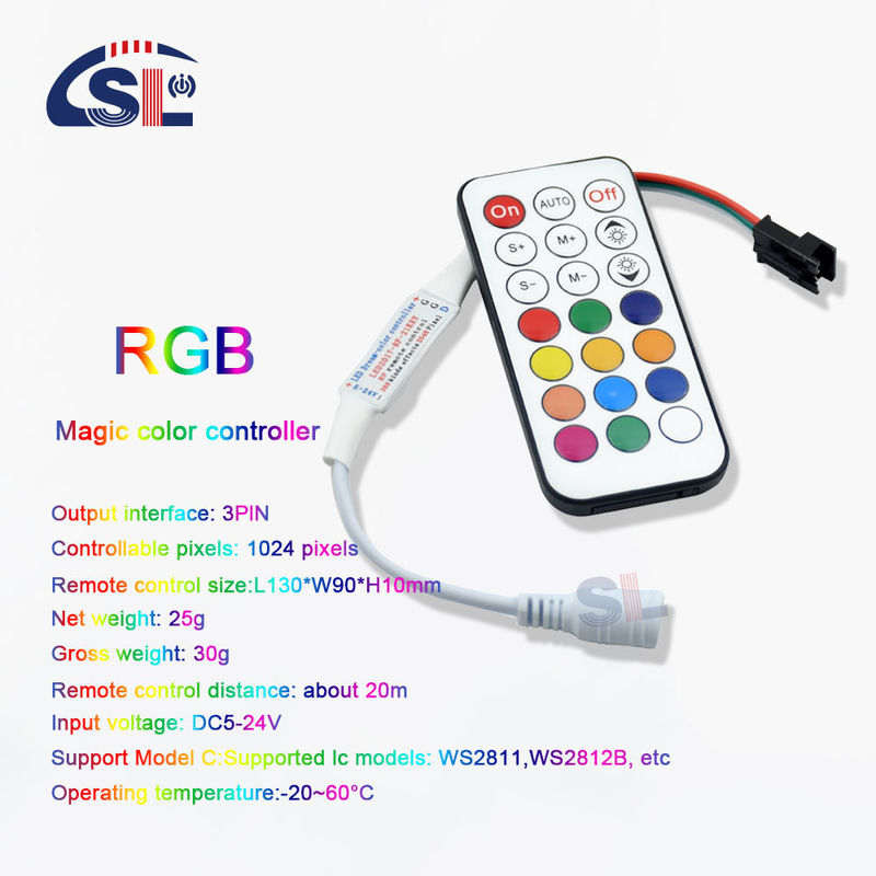 Contrôleur LED numérique à distance RF de type 12V à 21 touches pour WS2811